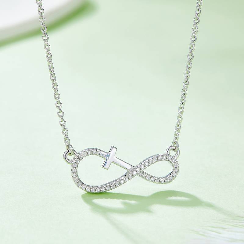十字无限的爱吊坠S925银莫桑钻厘石D级0.17CT